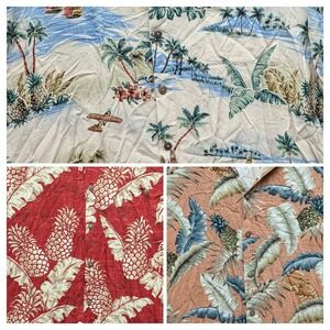 Batik Bay Hawaiian Button Down Short Sleeve Shirt Lot (3) Pineapples Size 2XL